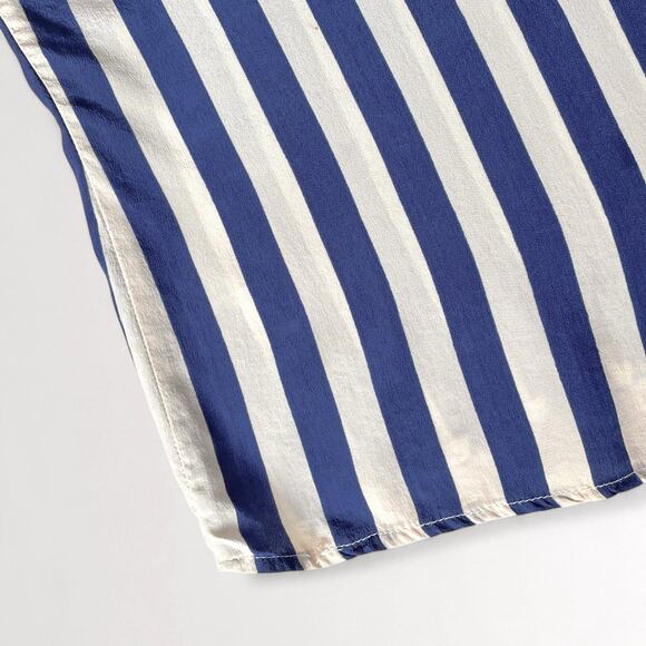 Vintage 100% Silk Button Up Blouse M Coastal Minimalist Nautical  Beachy Seaside - Picture 5 of 10